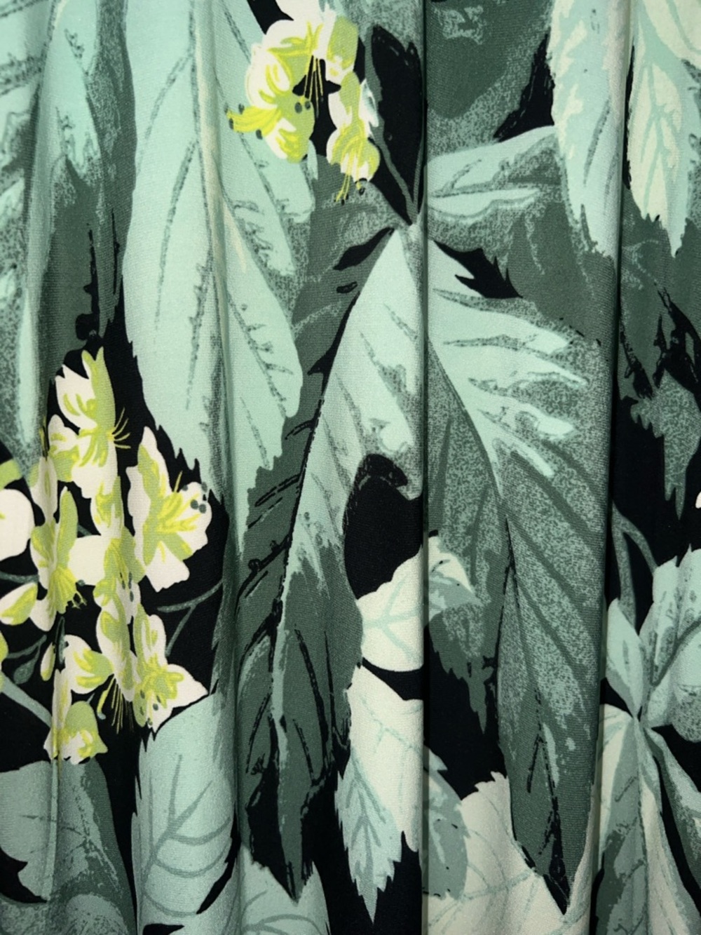 Norma Kamali Black Maxi Dress with Mint and Yellow Leaf Print - Picture 4 of 6